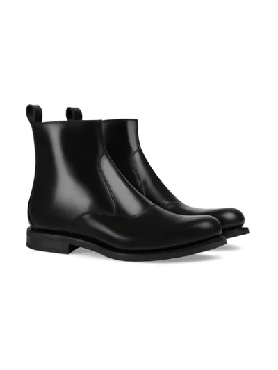 Shop Gucci Bee Detailed Chelsea Boots In Black