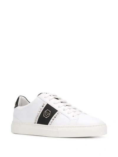 Shop Philipp Plein Studded Low Top Sneakers In White