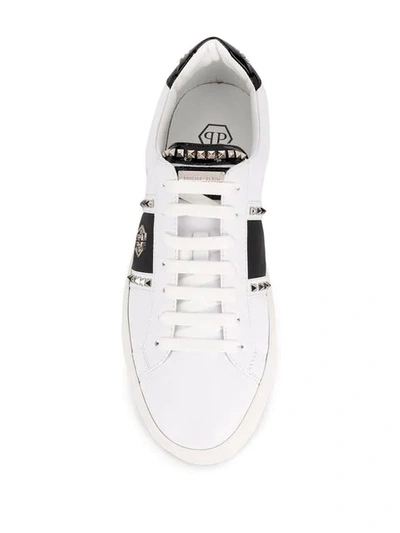 Shop Philipp Plein Studded Low Top Sneakers In White