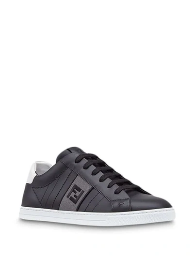 Shop Fendi Ff Logo Sneakers In Black