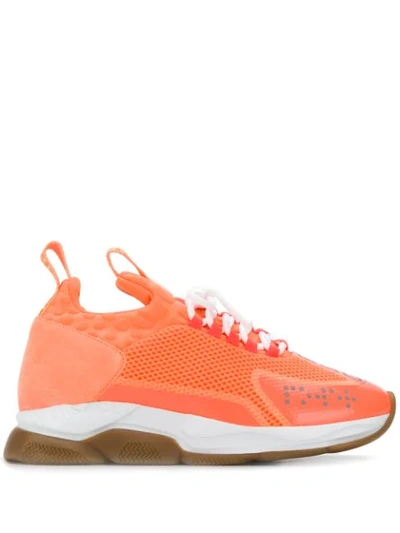 Shop Versace Cross Chainer Sneakers In Orange