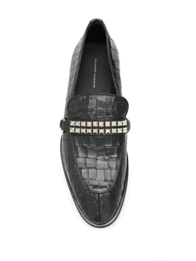 Shop Giuseppe Zanotti Embossed Angeles Loafers In Black