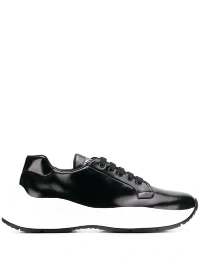Shop Prada Chunky Lace-up Sneakers In Black