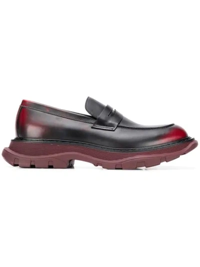 Shop Alexander Mcqueen Chunky Sole Penny Loafers In Red
