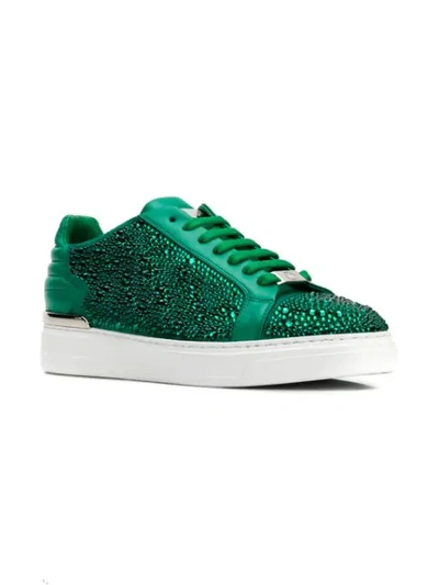 Shop Philipp Plein Embellished Low-top Sneakers In Green