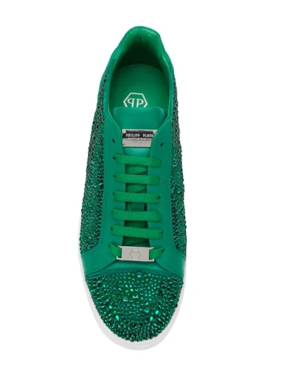PHILIPP PLEIN 水钻镶嵌板鞋 - 绿色