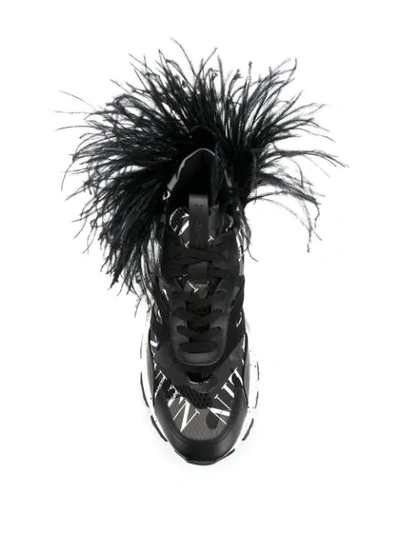 Shop Valentino Bounce Logo Grid Feather Sneakers In Black