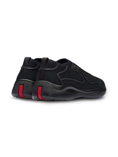 Shop Prada Fabric Sneakers In Black