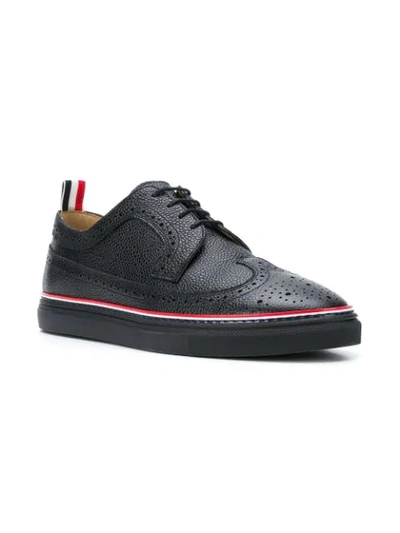 Shop Thom Browne Pebble-grain Piped-trim Brogues In Black