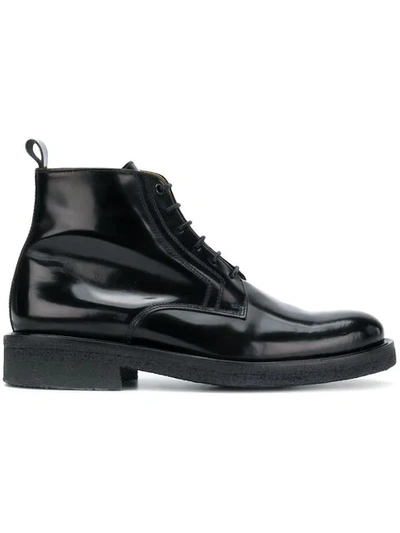 Shop Ami Alexandre Mattiussi Laced Boots With Crepe Sole In Black