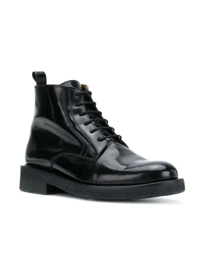 Shop Ami Alexandre Mattiussi Laced Boots With Crepe Sole In Black