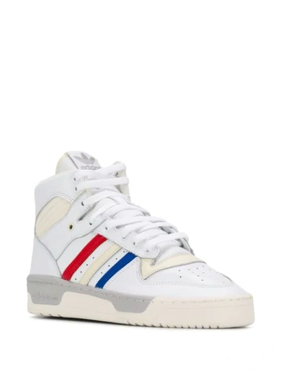 Shop Adidas Originals Striped Hi-top Sneakers In White