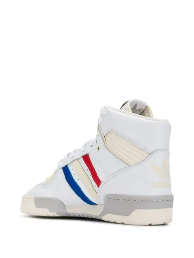 Shop Adidas Originals Striped Hi-top Sneakers In White