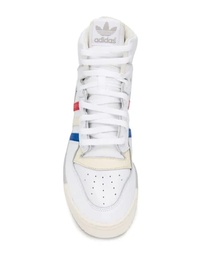 Shop Adidas Originals Striped Hi-top Sneakers In White