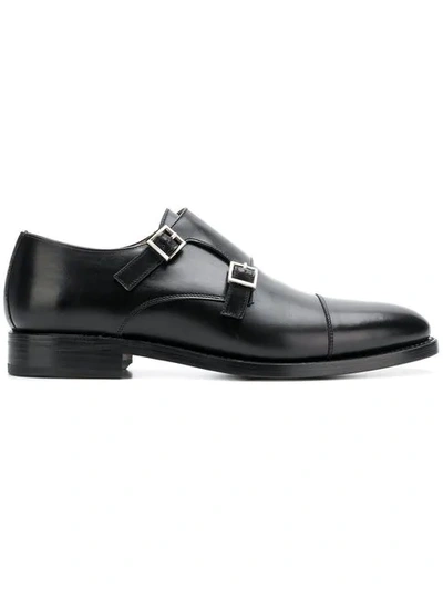 Shop Berwick Shoes Double Monk Strap Shoes In Black