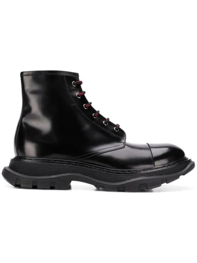 Shop Alexander Mcqueen Oversized Sole Combat Boots In Black