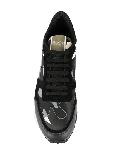 Shop Valentino Rockrunner Camouflage-print Sneakers In Black