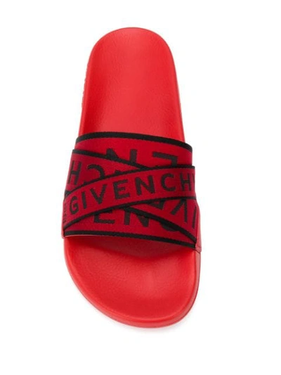 GIVENCHY LOGO STRAP SLIDE SANDALS - 红色