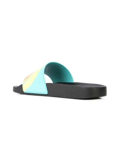 Shop Gucci Pursuit Logo Slides In Blue