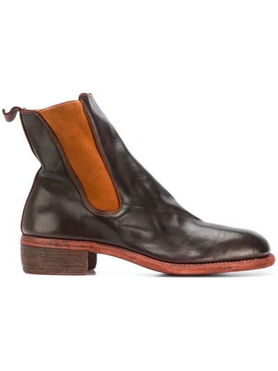 Shop Guidi Chunky Heel Chelsea Boots In Brown