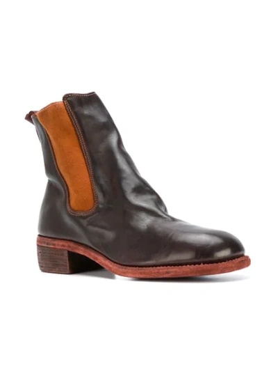 Shop Guidi Chunky Heel Chelsea Boots In Brown