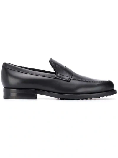 Shop Tod's Lined Gommino Loafers In Black