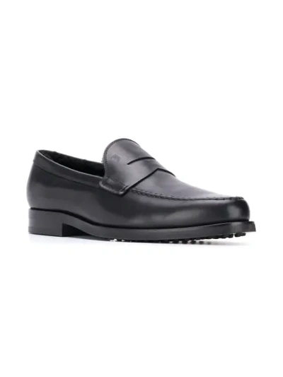 Shop Tod's Lined Gommino Loafers In Black