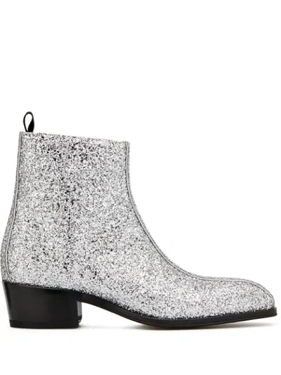 Shop Giuseppe Zanotti Glitter Ankle Boots In Silver