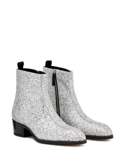 Shop Giuseppe Zanotti Glitter Ankle Boots In Silver
