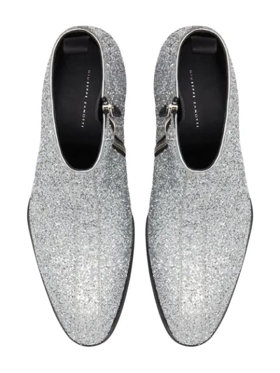 Shop Giuseppe Zanotti Glitter Ankle Boots In Silver