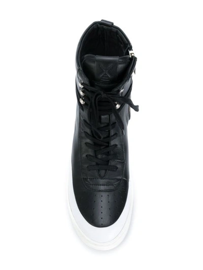 Shop Newams Hi-top Lace Up Sneakers - Black