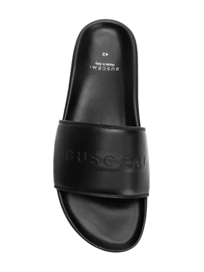 Shop Buscemi Embossed Logo Slides In Black