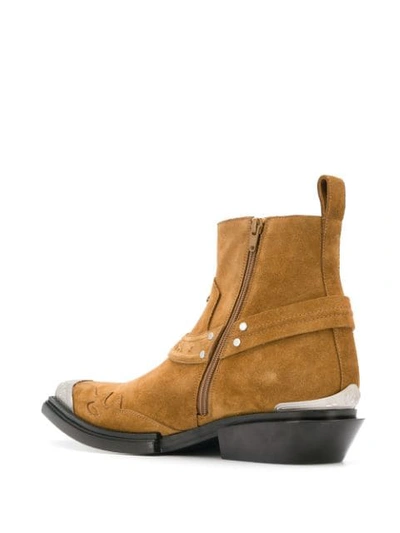 Shop Balenciaga Santiag Harness Boots In Brown