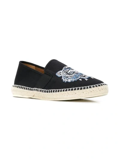 Shop Kenzo Embroidered Tiger Espadrilles In Black