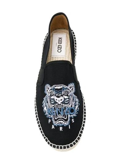 Shop Kenzo Embroidered Tiger Espadrilles In Black