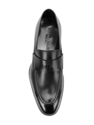 Shop Giorgio Armani Monogram Classic Loafer In Black