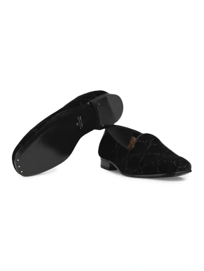 Shop Gucci Gg Velvet Loafers In Black