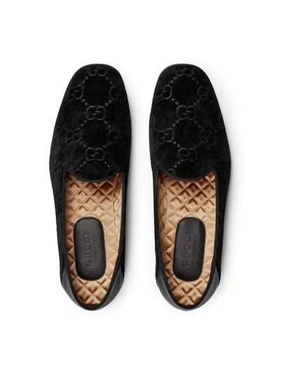 Shop Gucci Gg Velvet Loafers In Black