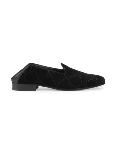 Shop Gucci Gg Velvet Loafers In Black
