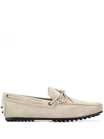 Shop Tod's Lacetto City Loafers In Neutrals