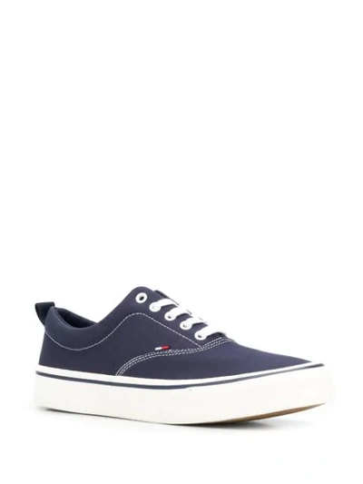 TOMMY HILFIGER FLAT LACE-UP SNEAKERS - 蓝色