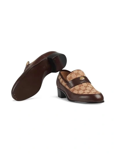 Shop Gucci Original Gg Loafers With  Team Motif In Brown