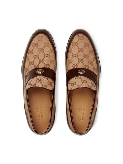 Shop Gucci Original Gg Loafers With  Team Motif In Brown