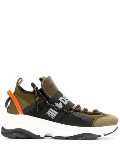 Shop Dsquared2 Panelled Sneakers In Green