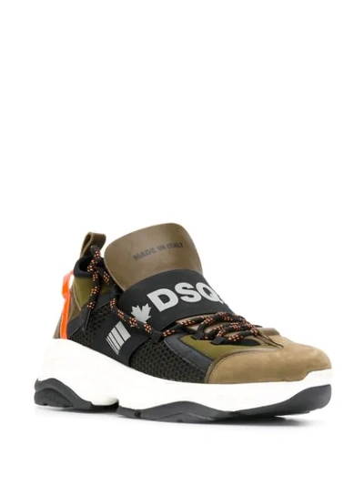 Shop Dsquared2 Panelled Sneakers In Green