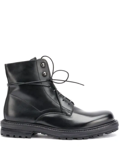 Shop Officine Creative Lace Up Military Boots In Black