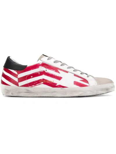 Shop Golden Goose Red Flag Superstar Sneakers In White