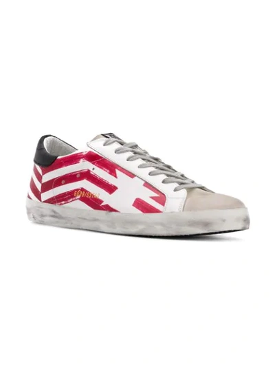 Shop Golden Goose Red Flag Superstar Sneakers In White