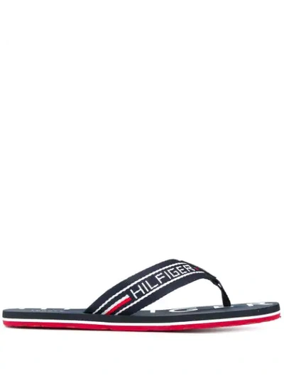 Shop Tommy Hilfiger Seasonal Stripe Beach Flip Flops In Blue