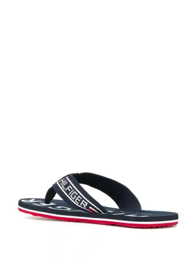 Shop Tommy Hilfiger Seasonal Stripe Beach Flip Flops In Blue